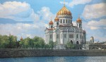 Гобеленовая картина "Храм Христа Спасителя" в багете 4 см